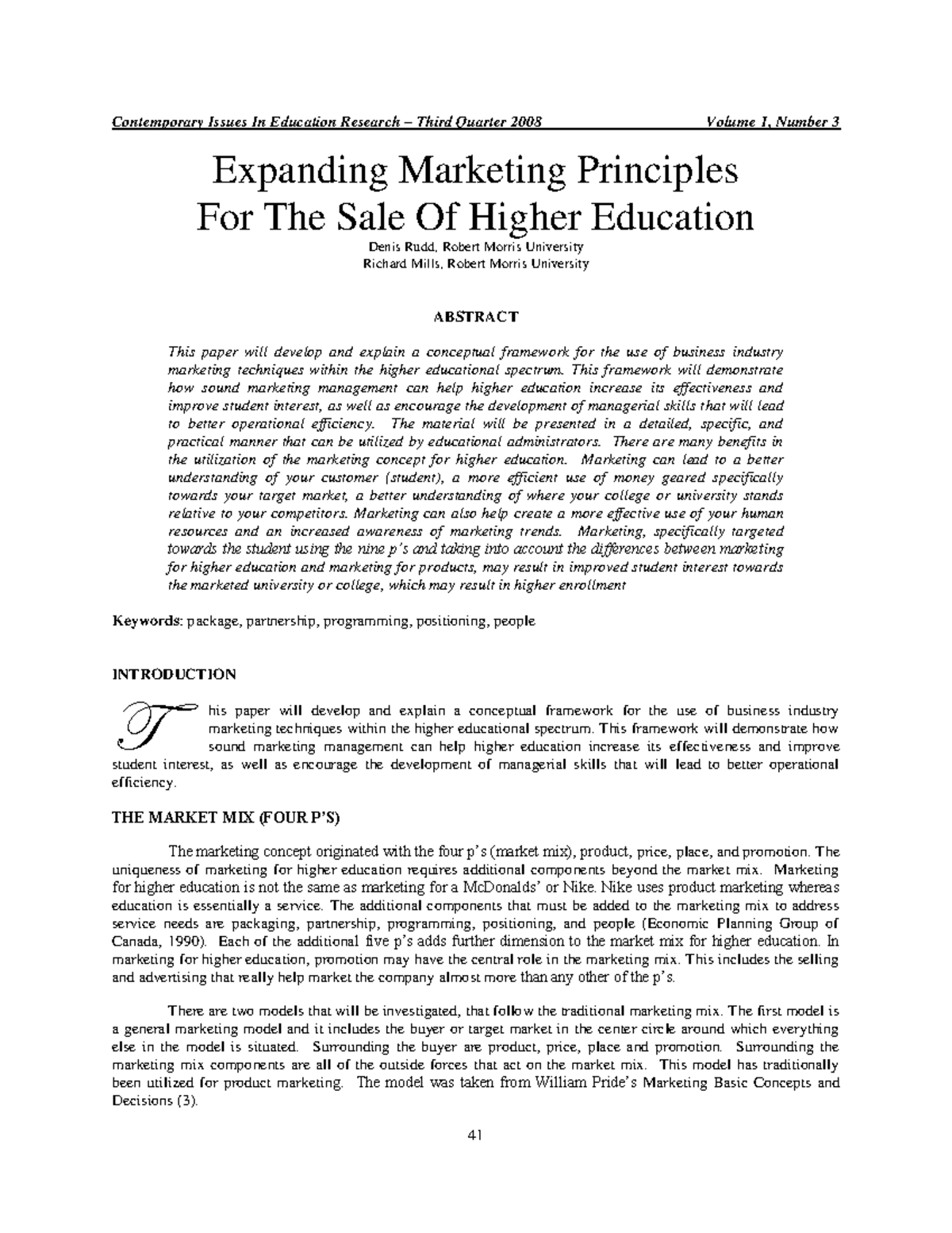 Expanding Mktg Principles in Higher Ed: A Framework for Success - Studocu