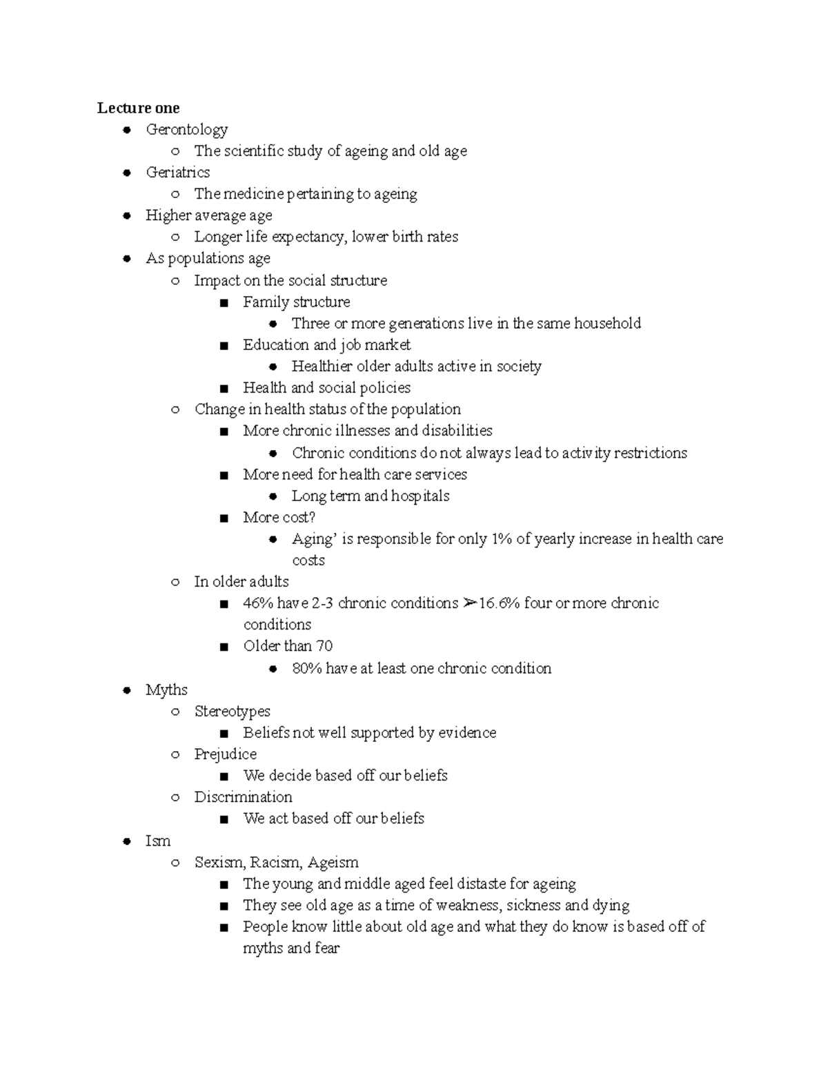 Health Aging (GERO 101) - Comprehensive Yearly Lecture Notes - Studocu
