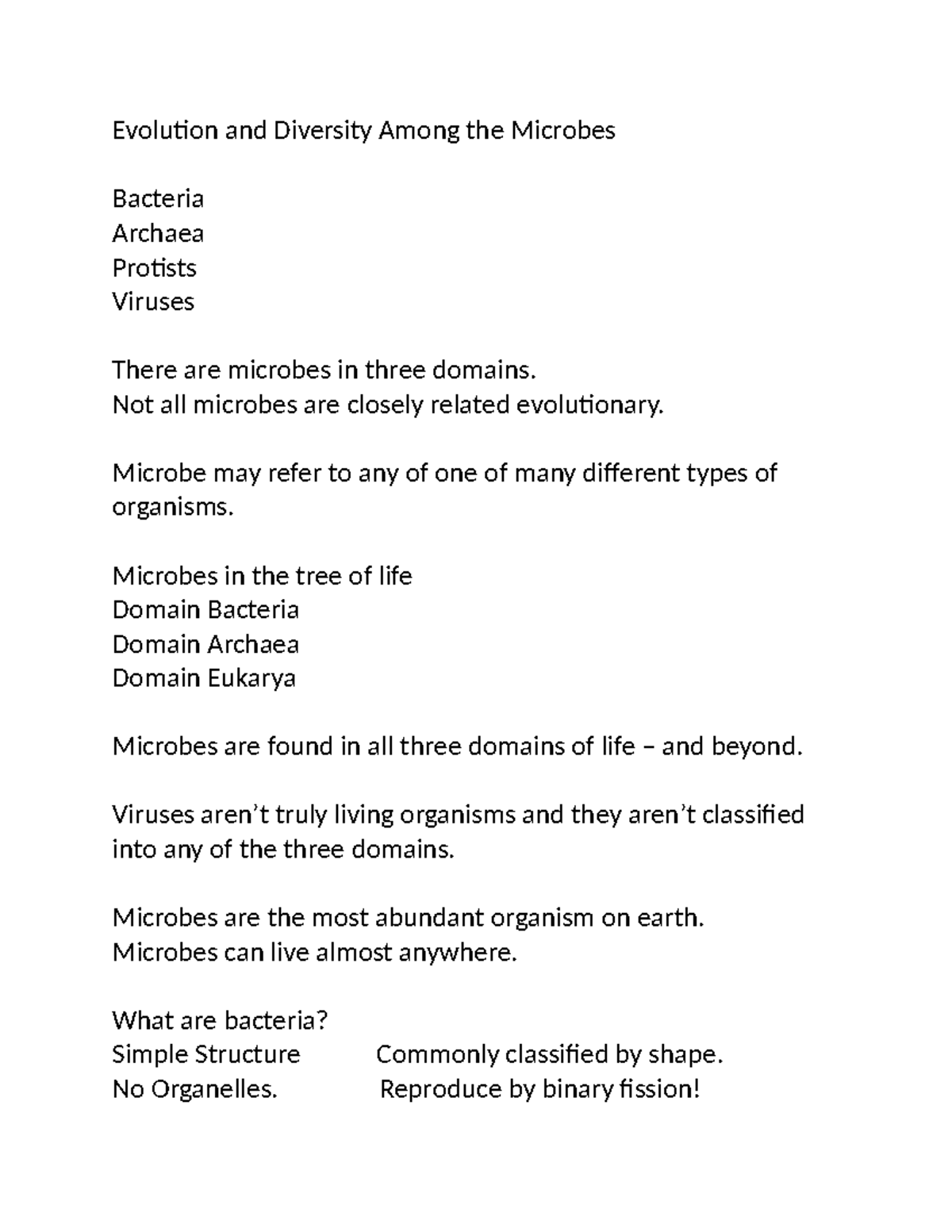Evolution and Diversity Among the Microbes - Evolution and Diversity ...