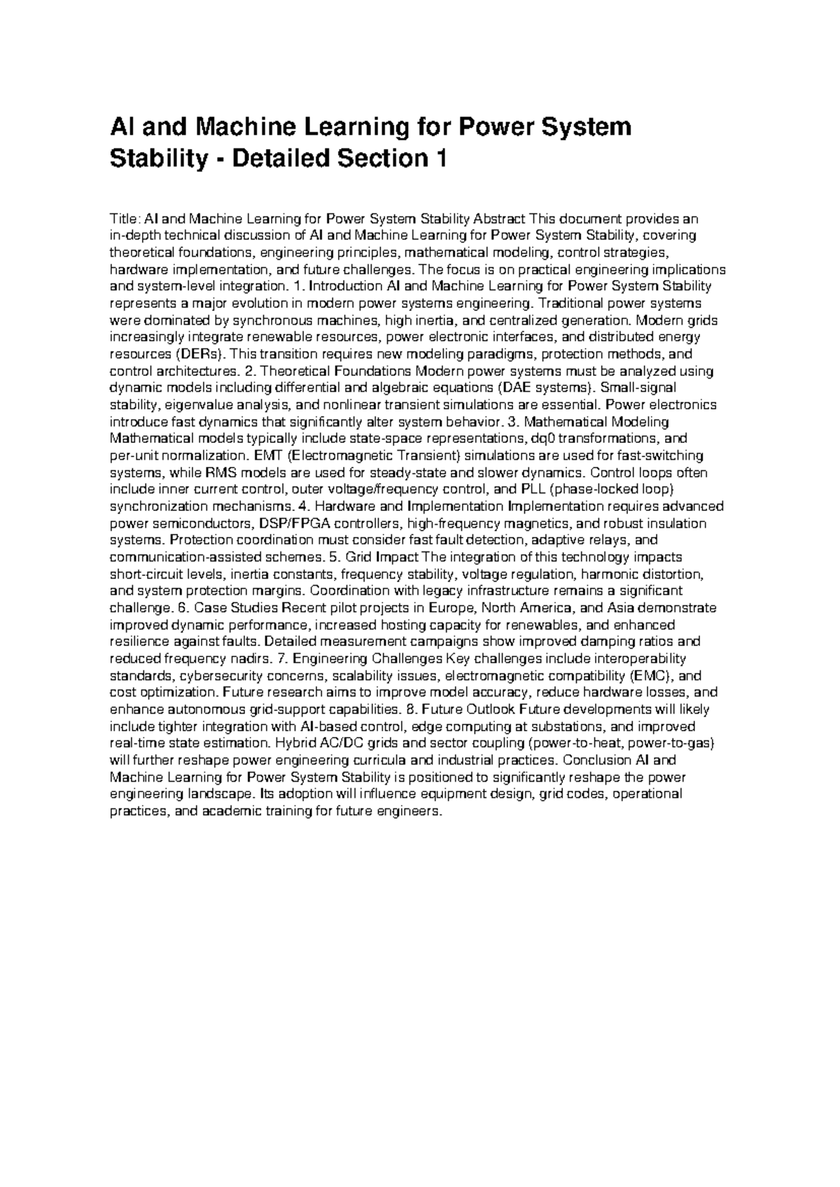 AI & Machine Learning for Power System Stability: Recent Discoveries in ...