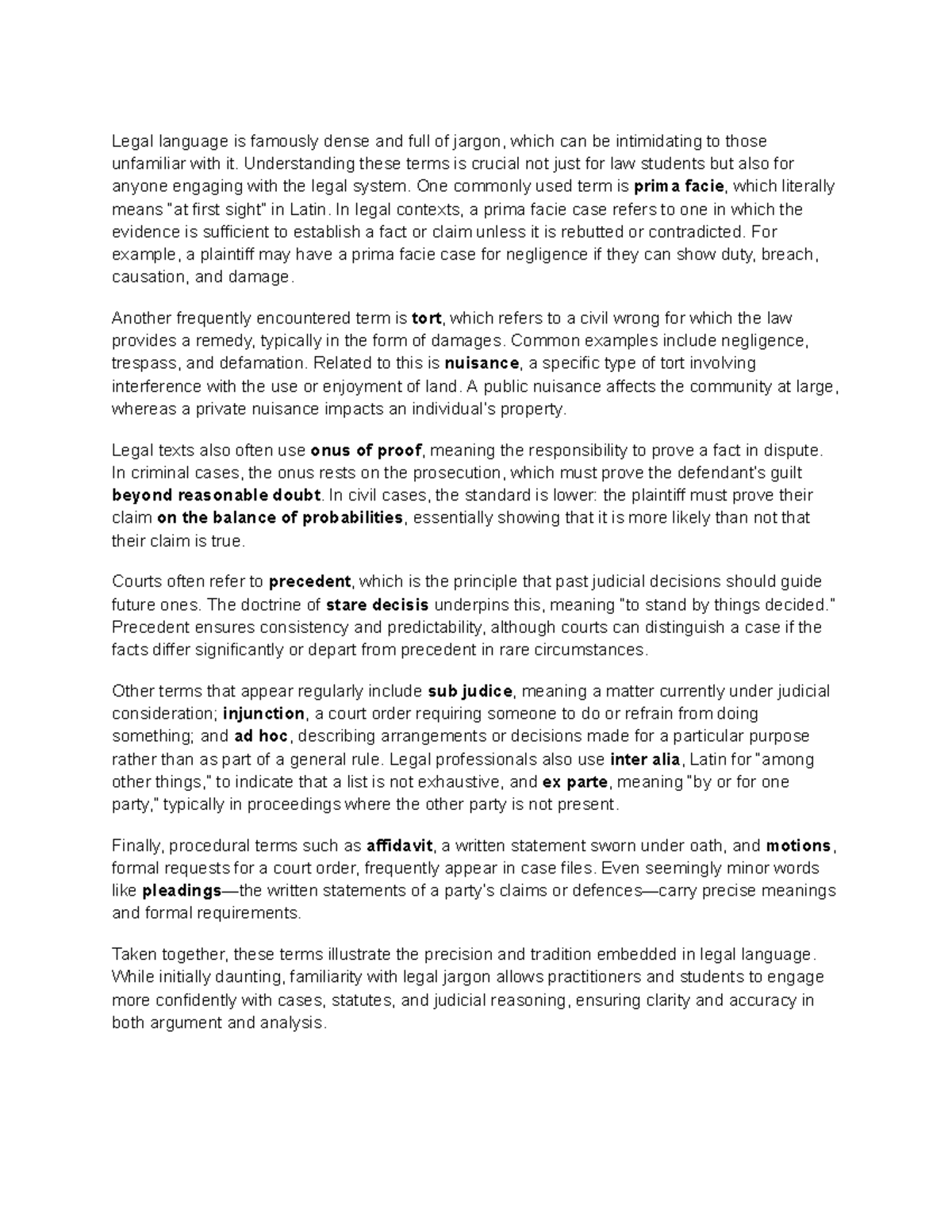 Legal Terminology Overview for Law Students (LAW101) - Studocu