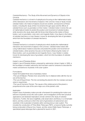 Orbital Mechanics - Study Notes & Assignments - Studocu