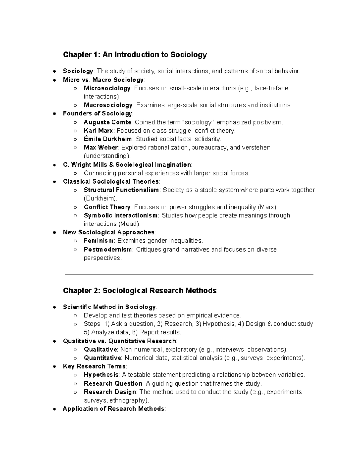 Sociology 101: Exam 1 Study Guide on Key Concepts and Theories ...
