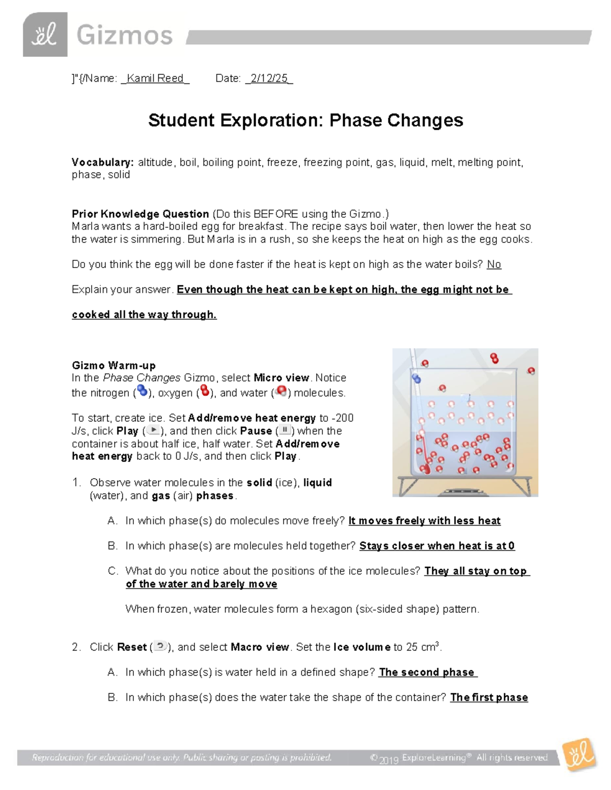 Phase Changes SE - Science Experiment and Observations Summary - Studocu