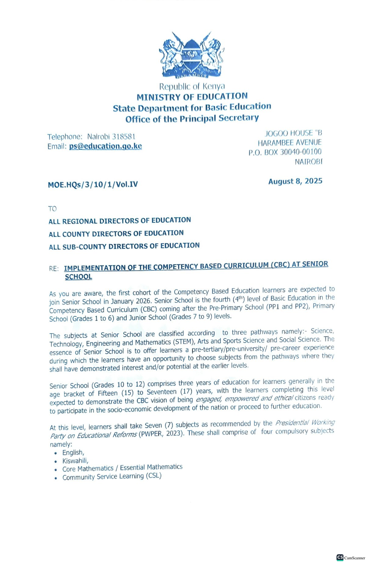Implementation of CBC at Senior School - Guidelines & Subjects - Studocu