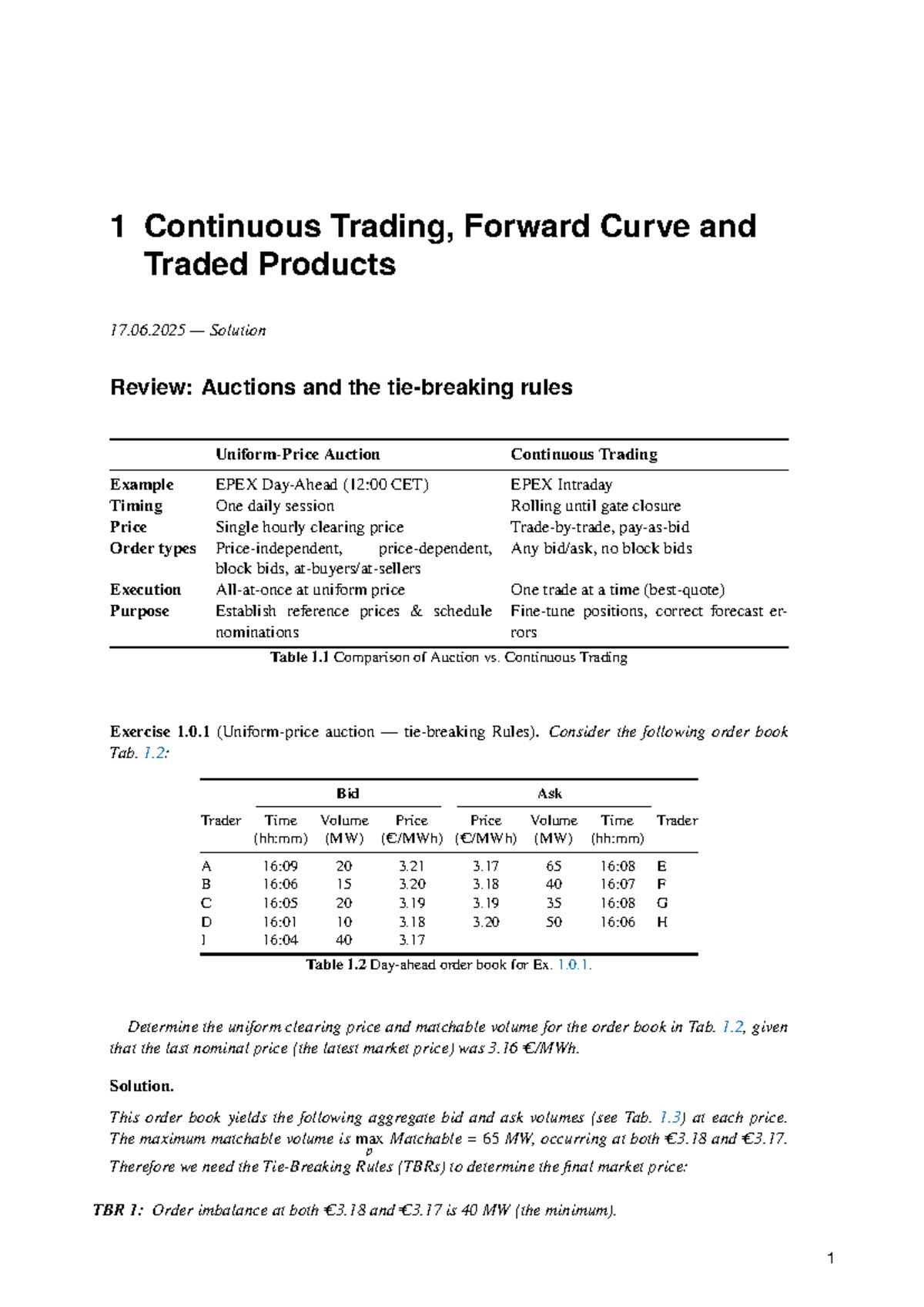 T3 Solutions: Continuous Trading, Forward Curve & Traded Products - Studocu