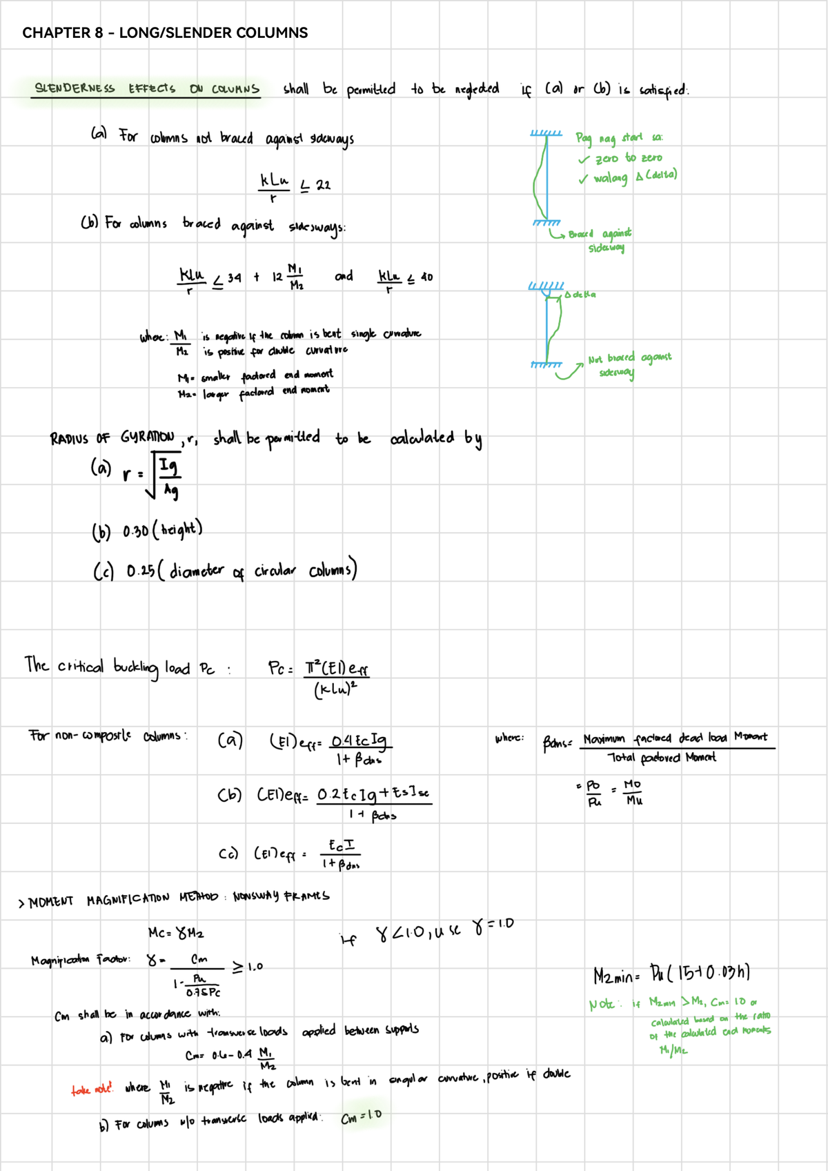 Chapter 8: Effects of Slenderness in Columns (Course Code: 202411162046 ...