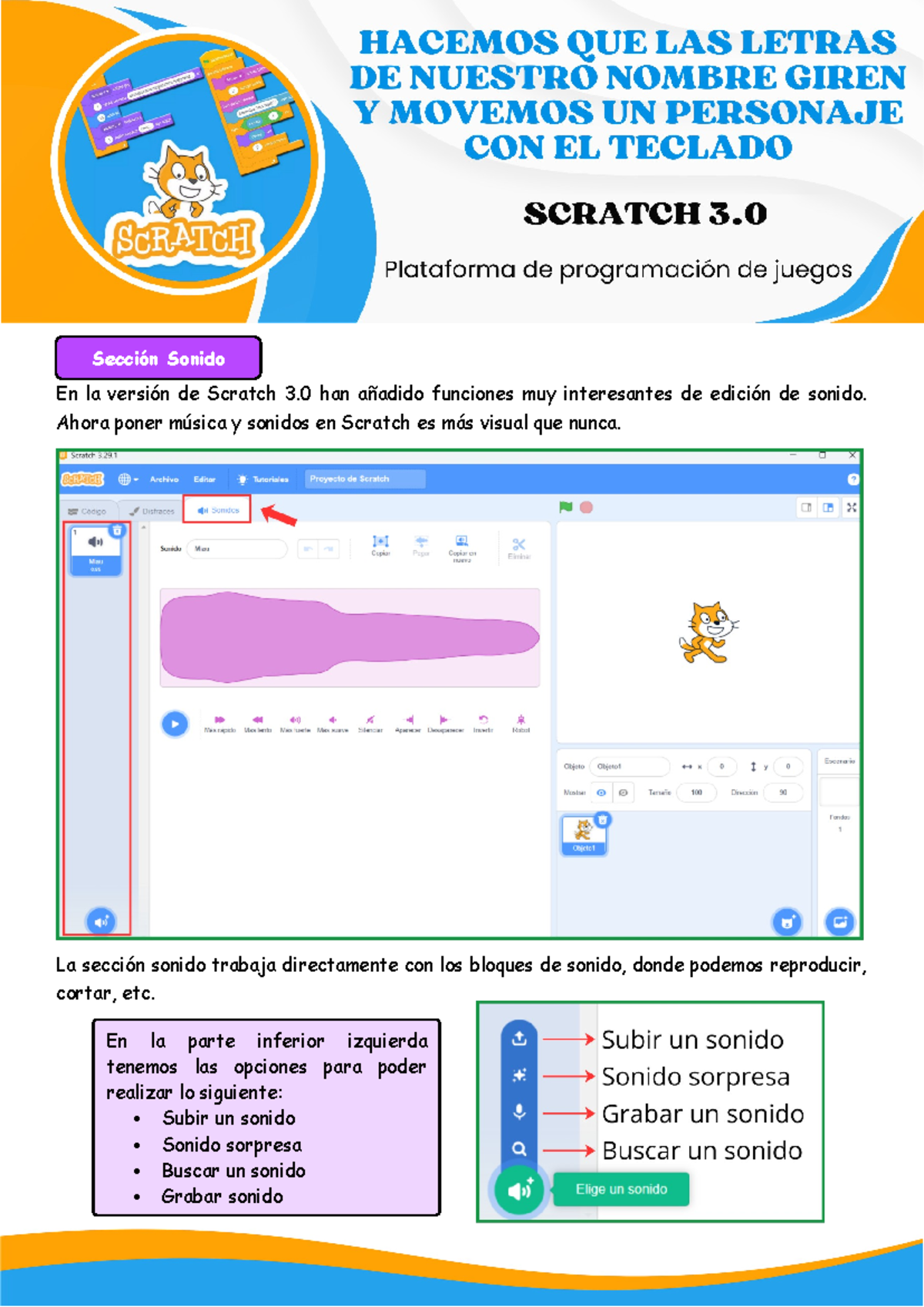 Scratch 3.0: Animación de Nombre y Movimiento con Teclado - Studocu