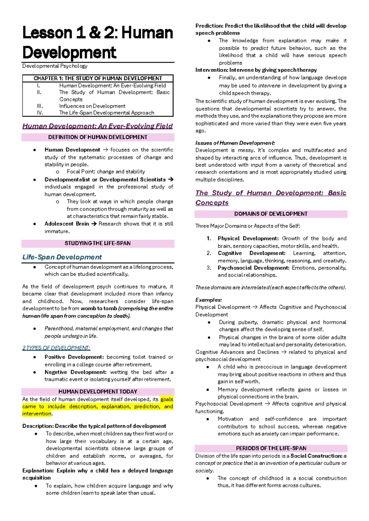 Developmental Psychology PSY 101: Exam Review and Key Concepts - Studocu