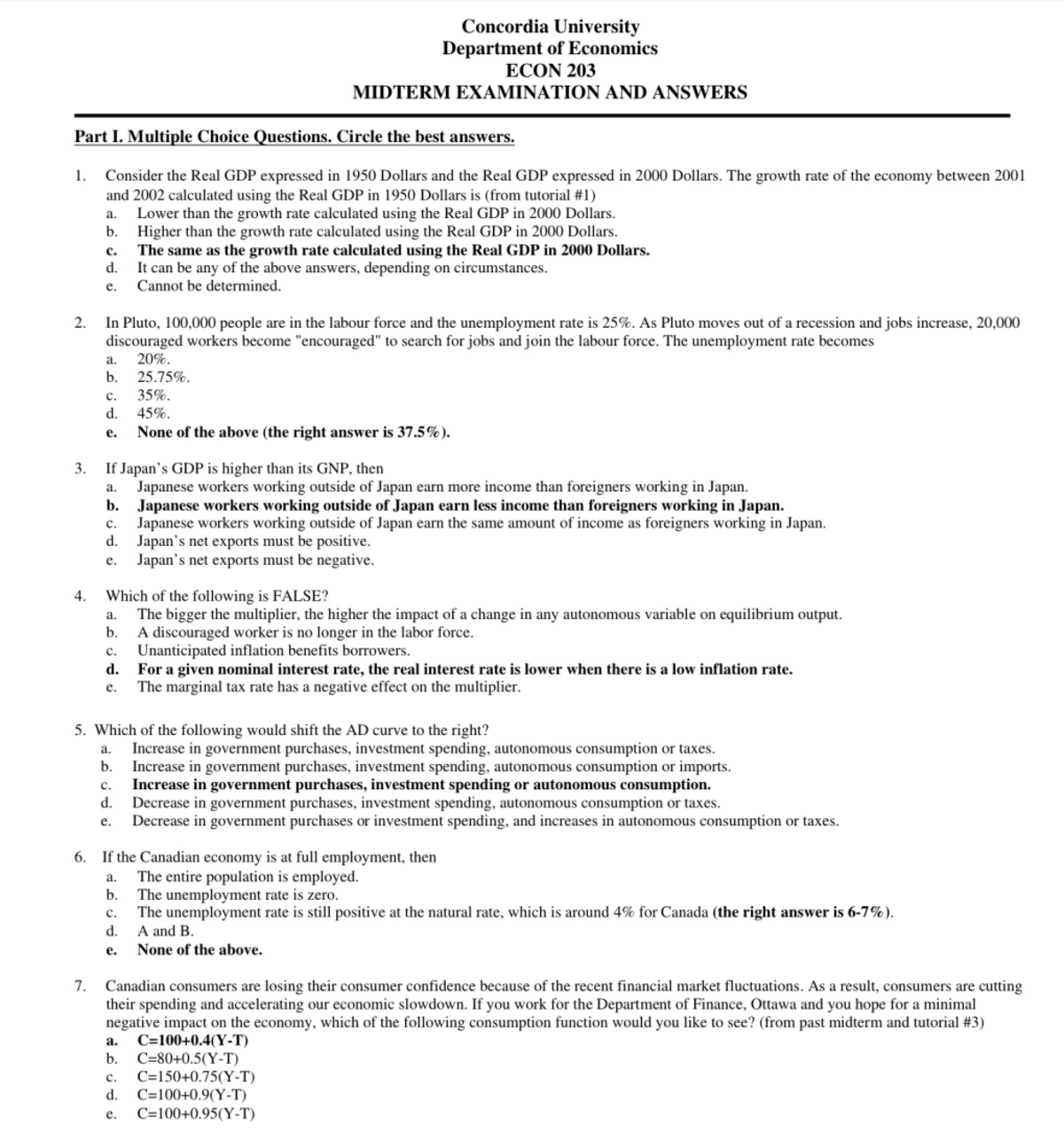Econ 203 Midterm 2 Jan 2019 Mock - ECON 203 - Studocu