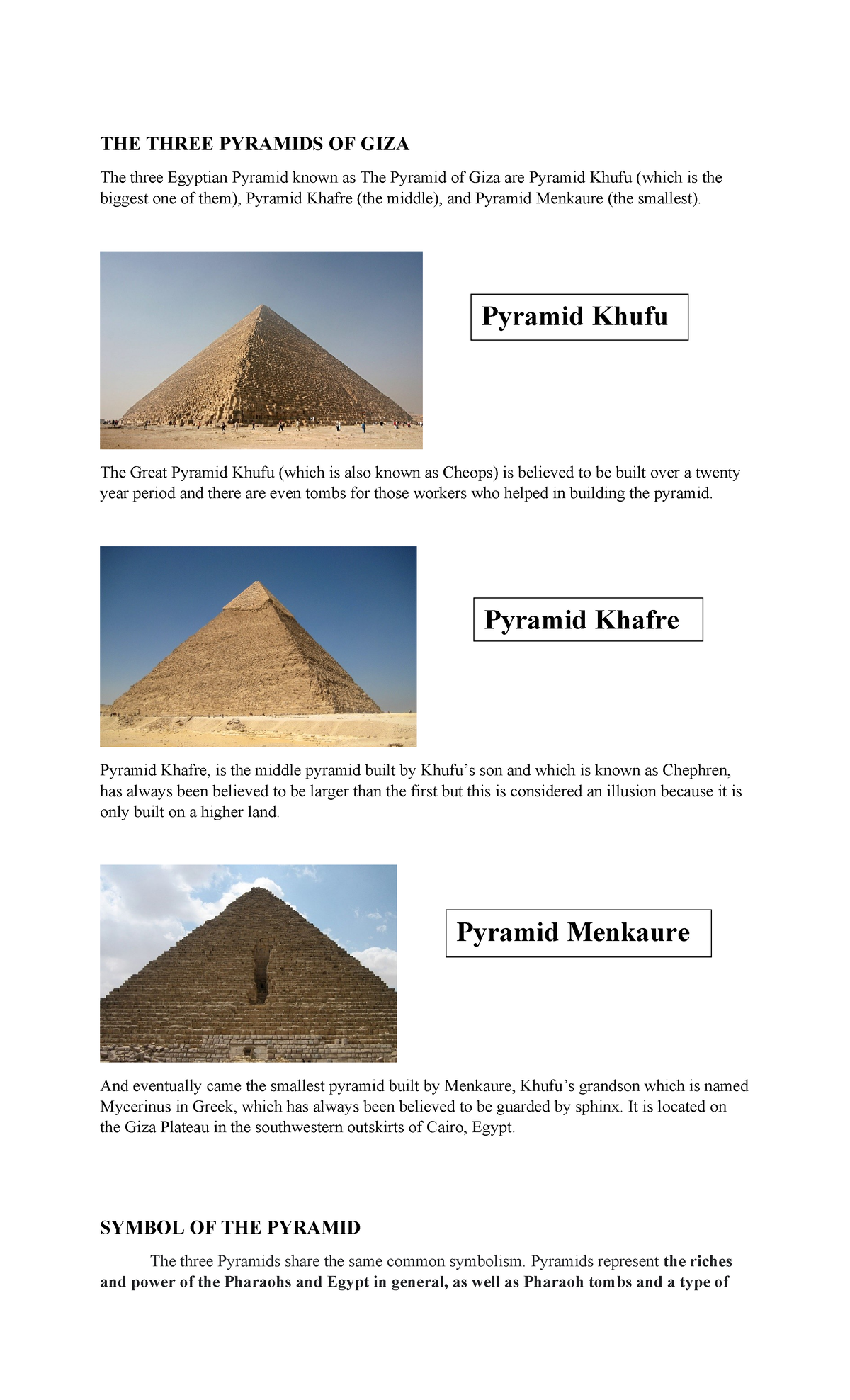 GE6 Midterm Study Notes - The Three Pyramids of Giza - Studocu
