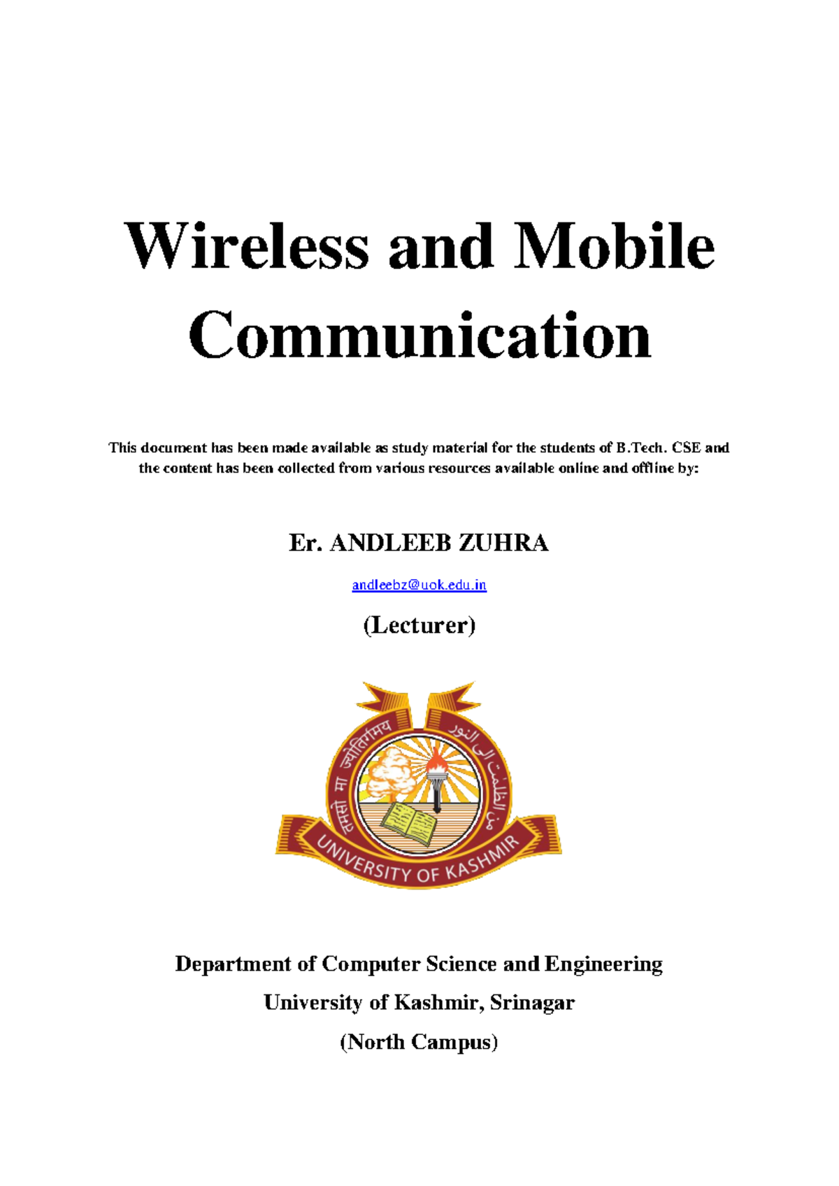 Unit-II Wireless and Mobile Communication - Wireless and Mobile ...
