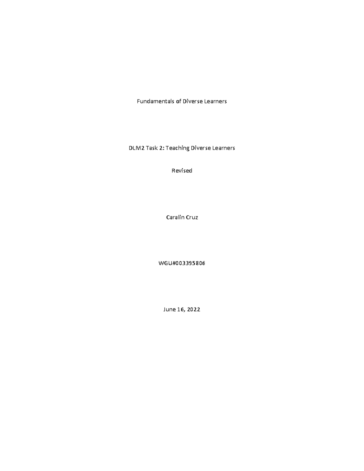 DLM2 Task 2: Strategies for Teaching Diverse Learners Effectively - Studocu