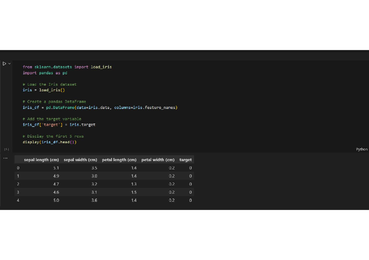 Q2 ML - Iris Dataset Analysis and DataFrame Creation - Studocu