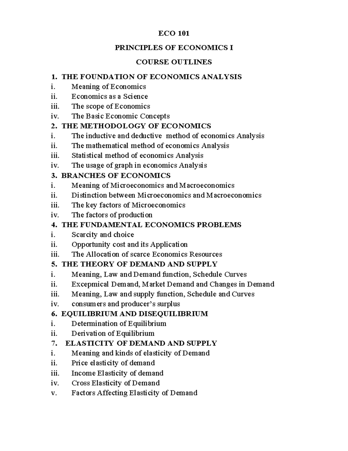 ECO 101 - Principles of Economics I: Concepts and Foundations - Studocu
