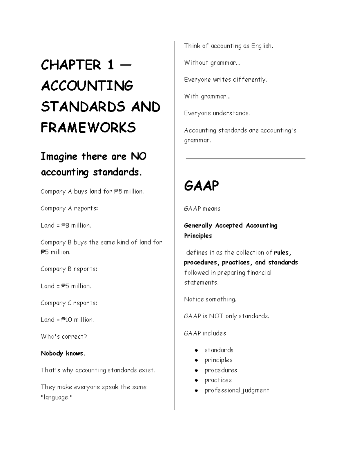 Review on Accounting Standards and Financial Statements (ACCT 101 ...