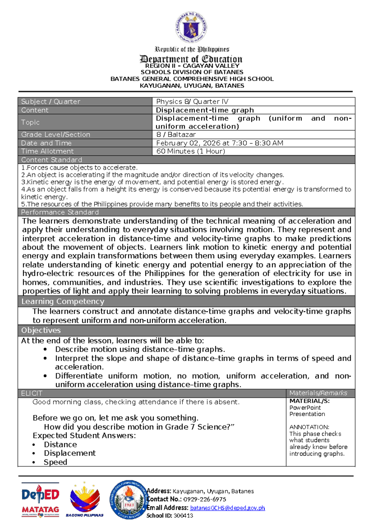 Grade 8 Physics Lesson: Understanding Distance-Time Graphs (Feb 2 ...