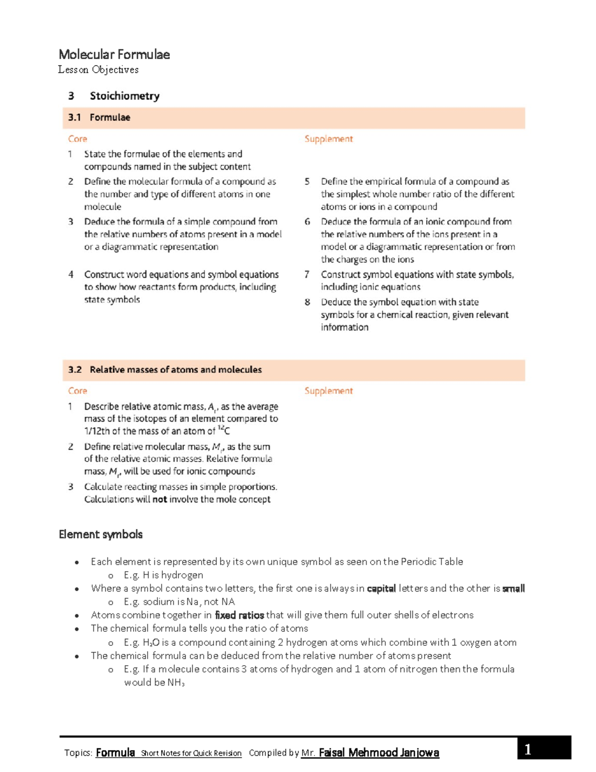 Molecular Formulae Lesson: Key Concepts & Revision Notes - Studocu