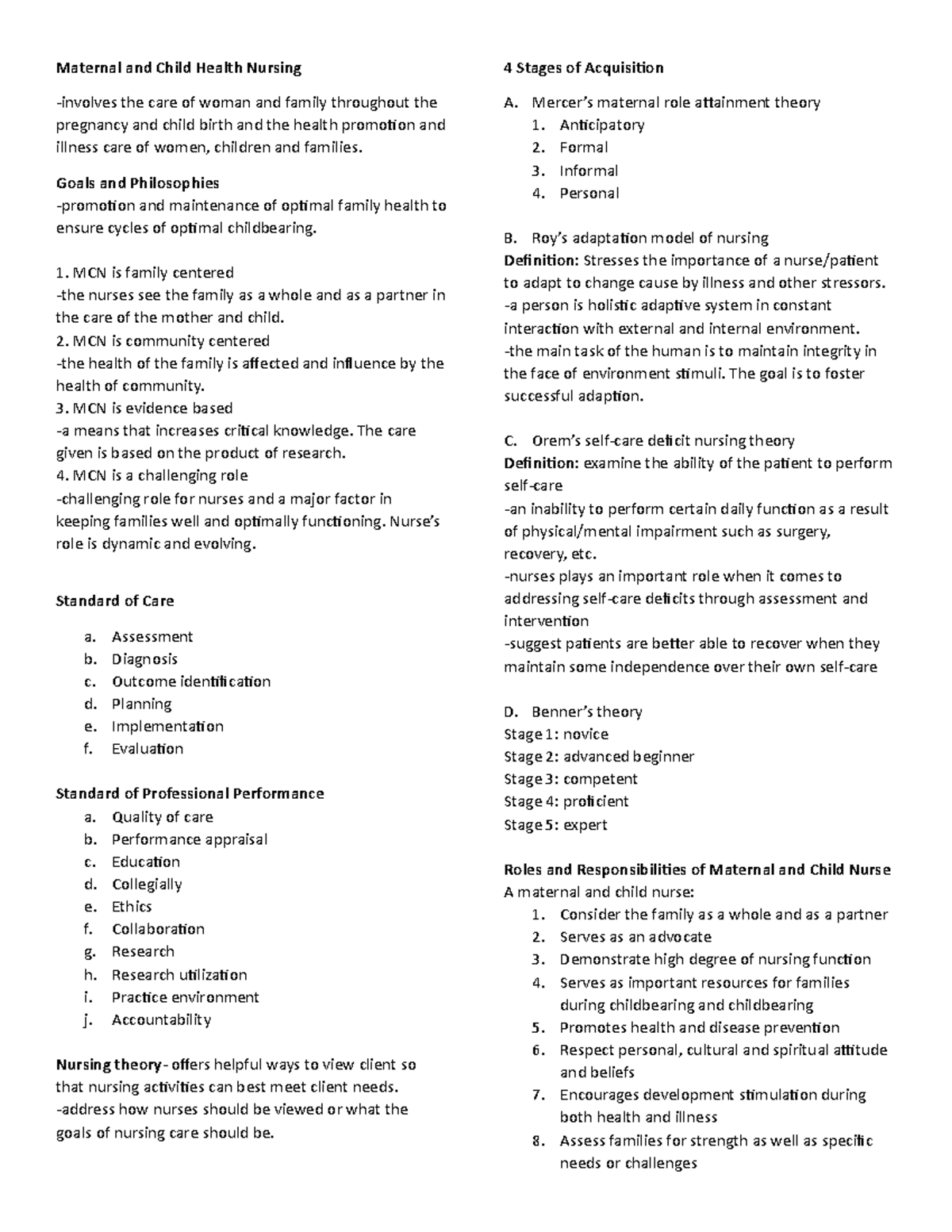 Reviewer for CMCA: Maternal and Child Health Nursing Overview - Studocu