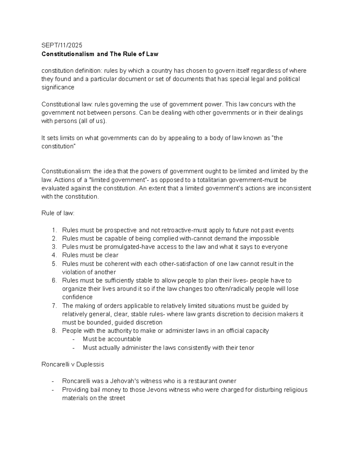 Law Module 2: Constitutionalism and the Rule of Law Overview - Studocu