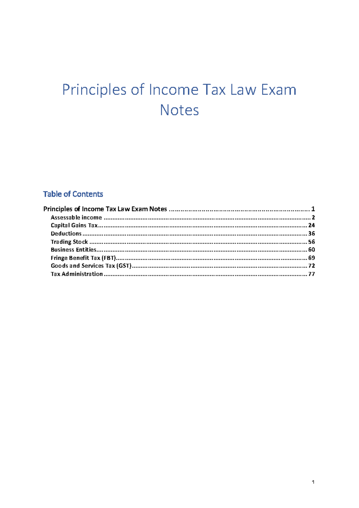 Principles of Income Tax Law Exam Notes - Studocu