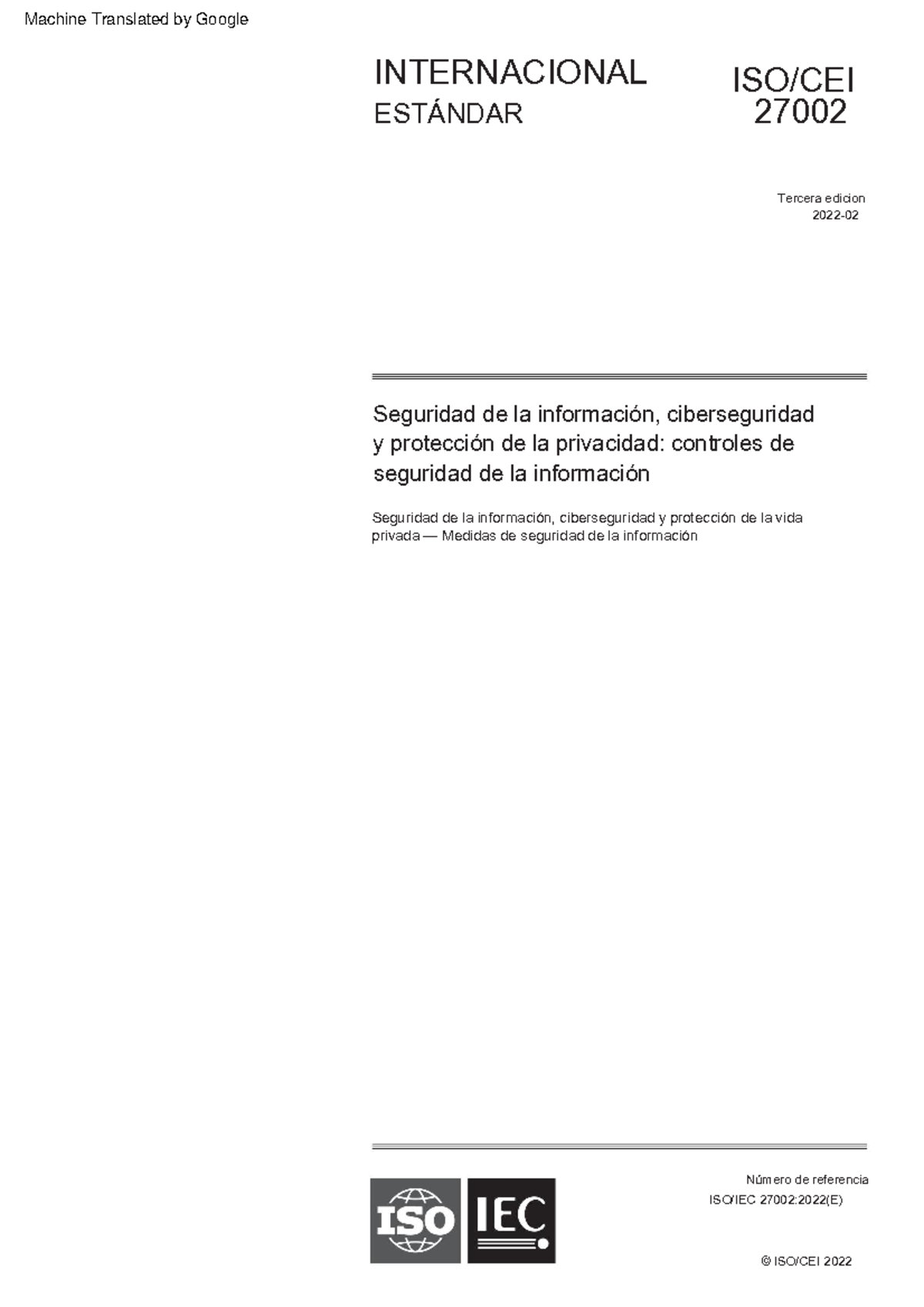 ISO 27002 2022 - Informacion de la ISO - Seguridad de la información ...
