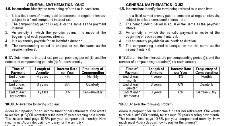 Genmath - QUIZ 3: Understanding Simple Ordinary Annuities - Studocu
