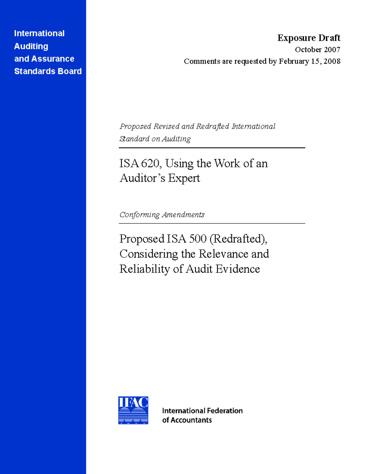 Proposed ISA 620 (Revised): Overview of Auditor's Expert Usage - Studocu