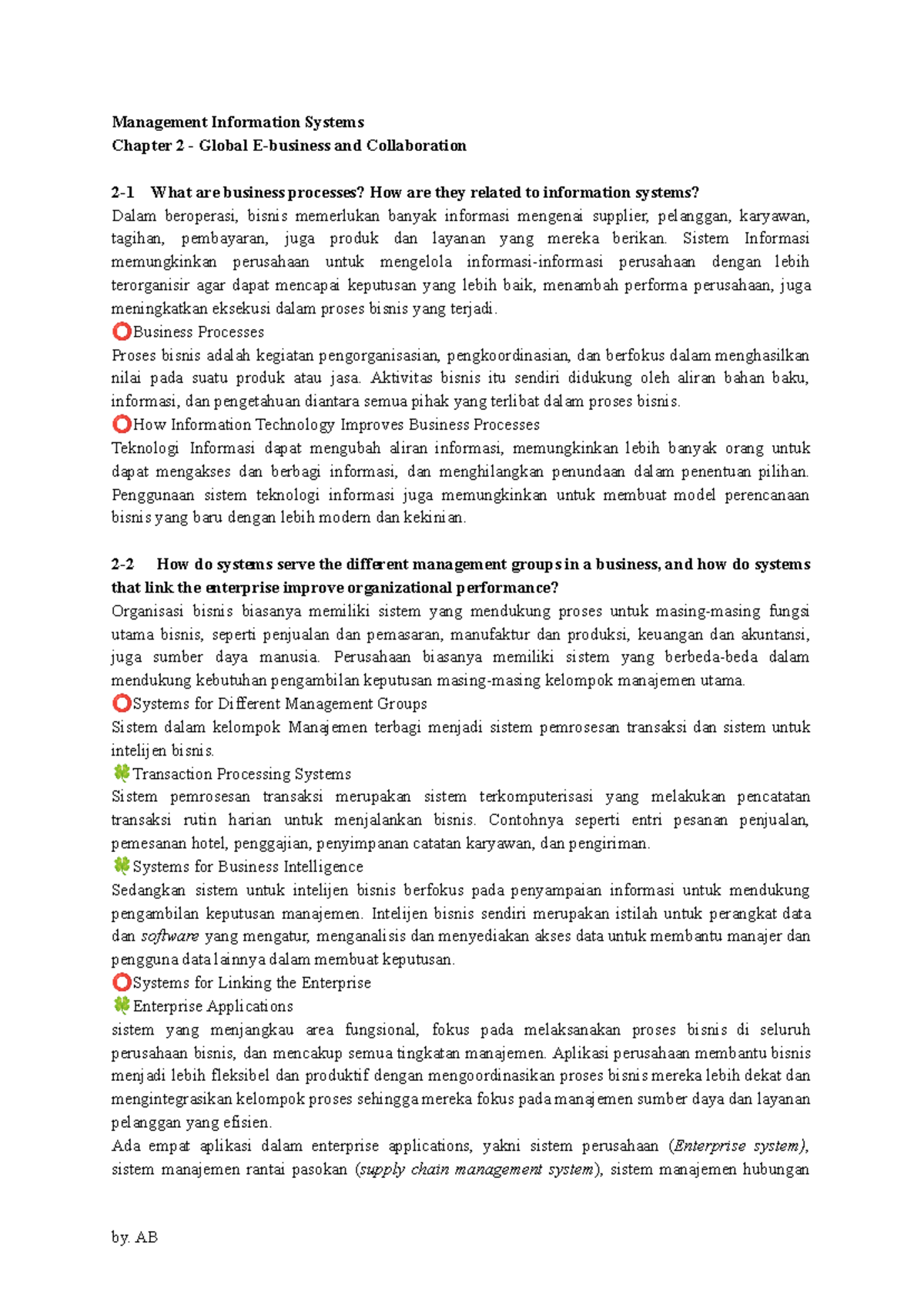 Management Information Systems Chapter 2: E-Business & Collaboration ...