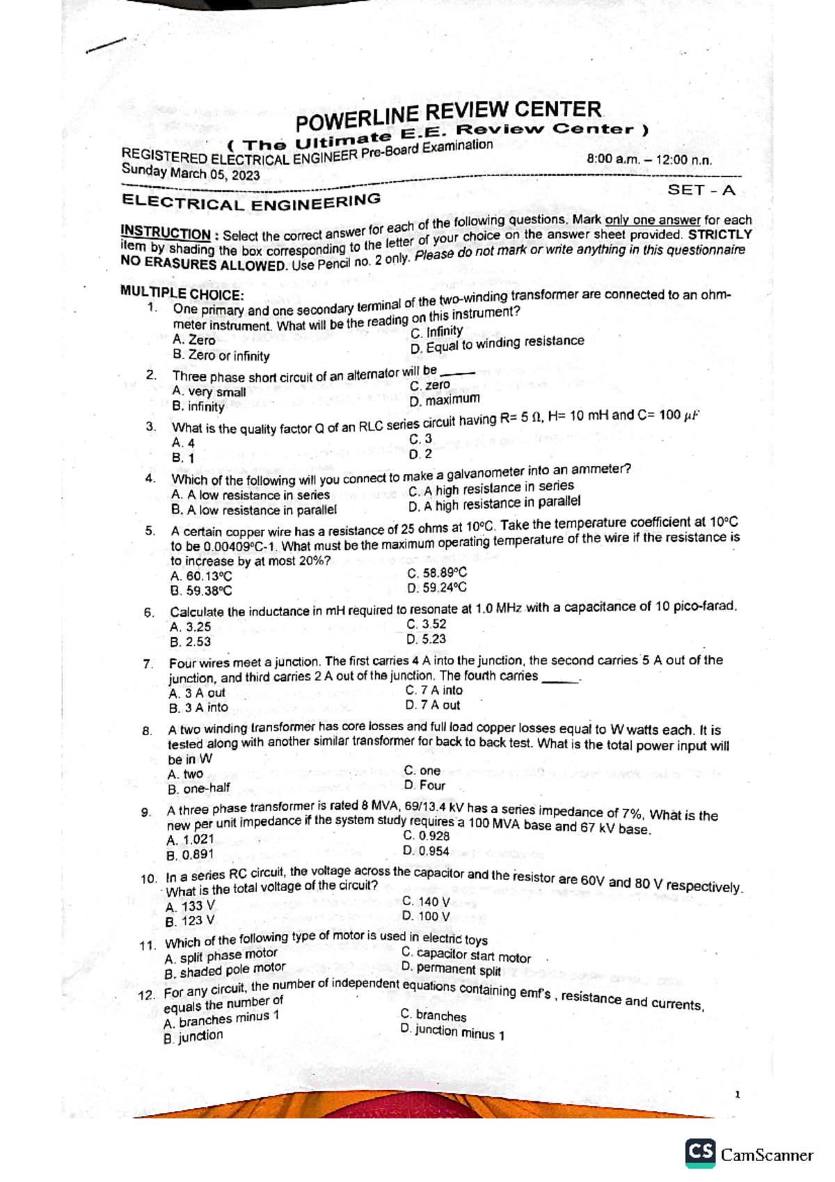 PL EE MOCK 2023 - Comprehensive Review for Electrical Engineering Exam ...