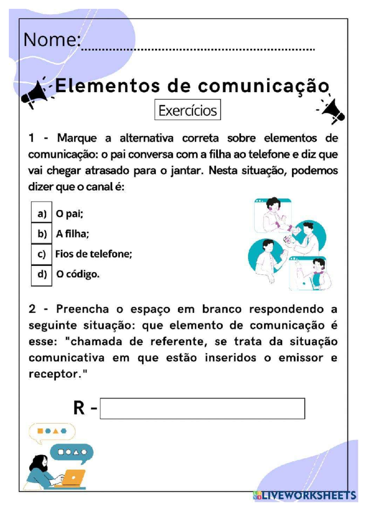 Elementos da Comunicação - Exercícios e Questões FEV - Studocu