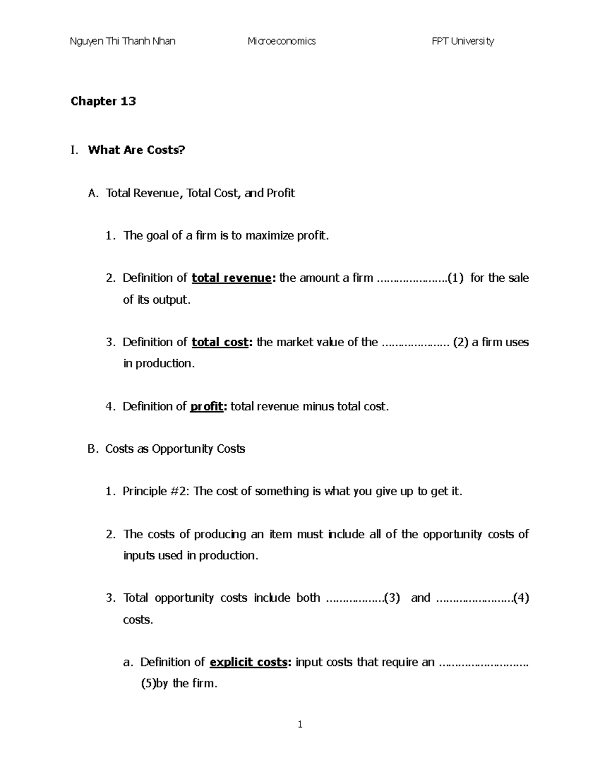 ECO111 Chapter 13: Understanding Costs and Profit Maximization - Studocu