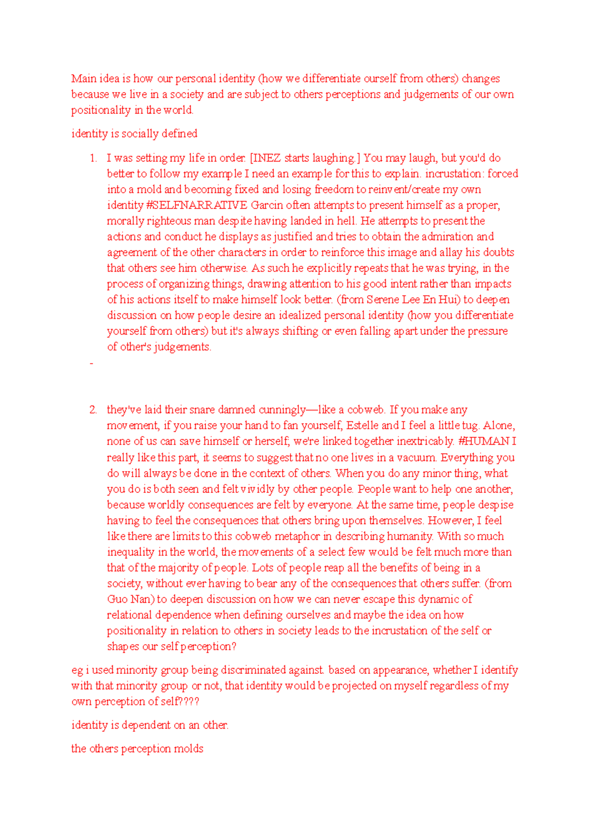 Exploring Personal Identity and Intersubjectivity in HSH1000 Final ...