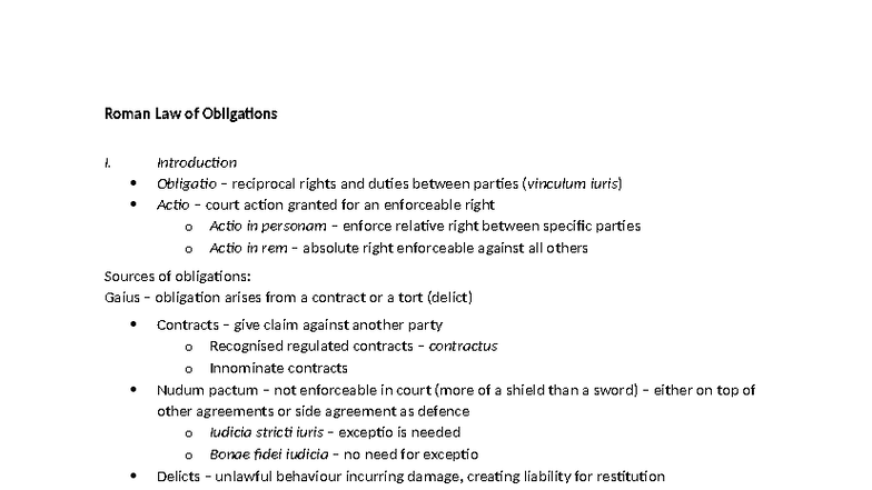 Roman Law of Obligations I: Key Concepts and Principles - Studocu