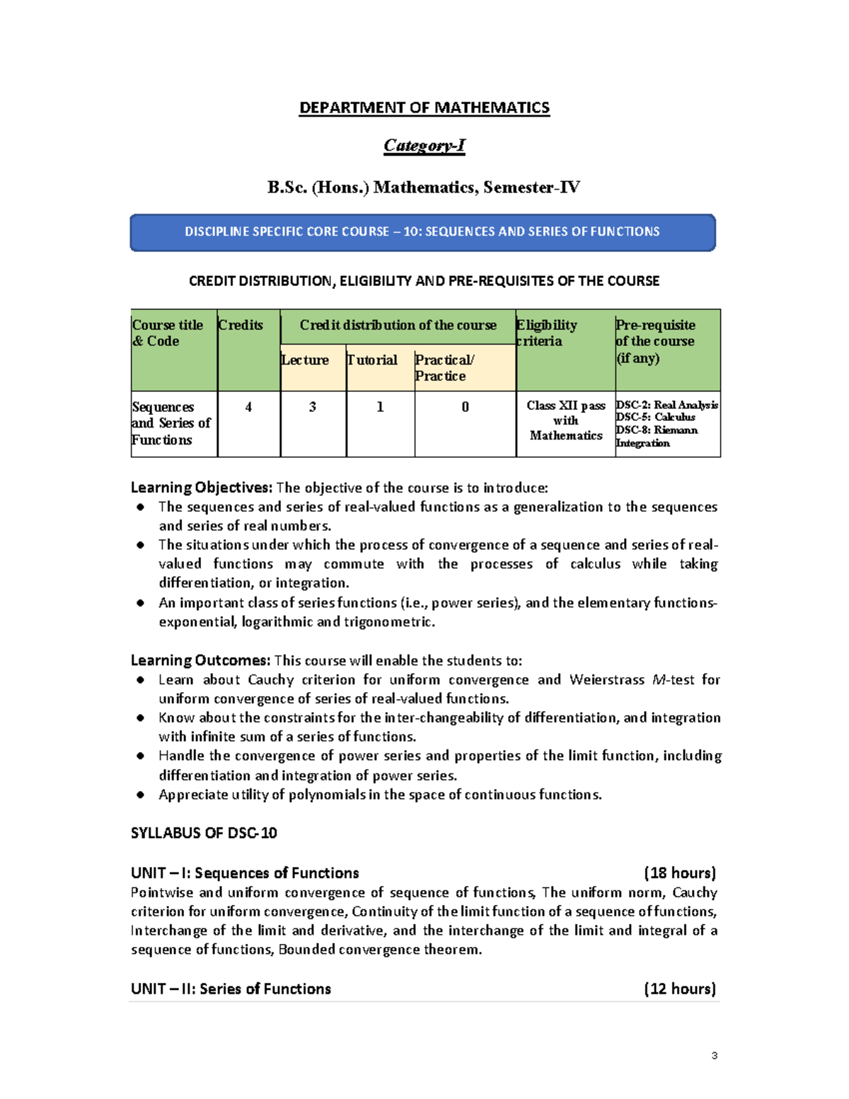 Mathematics DSC Sem-4 - Syllabus - DEPARTMENT OF MATHEMATICS Category-I ...