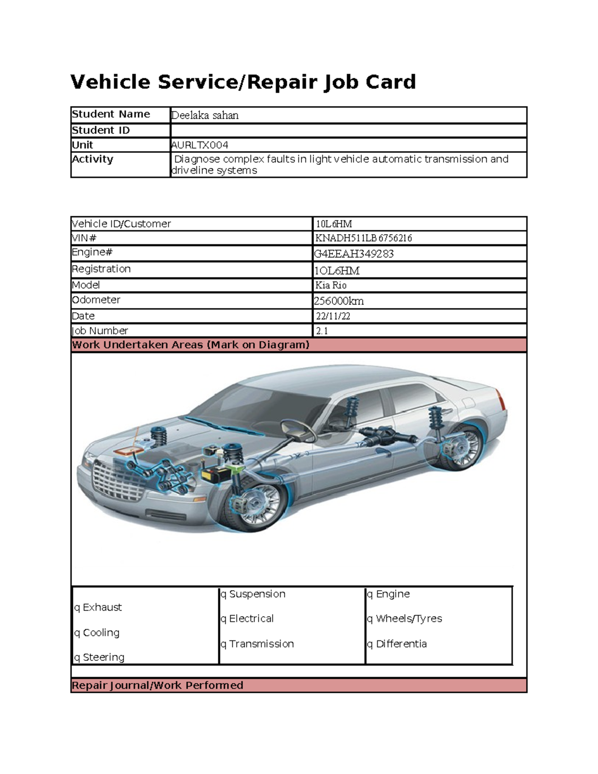 Aurltx 004 Job Card 2.1 deelaka - Vehicle Service/Repair Job Card ...