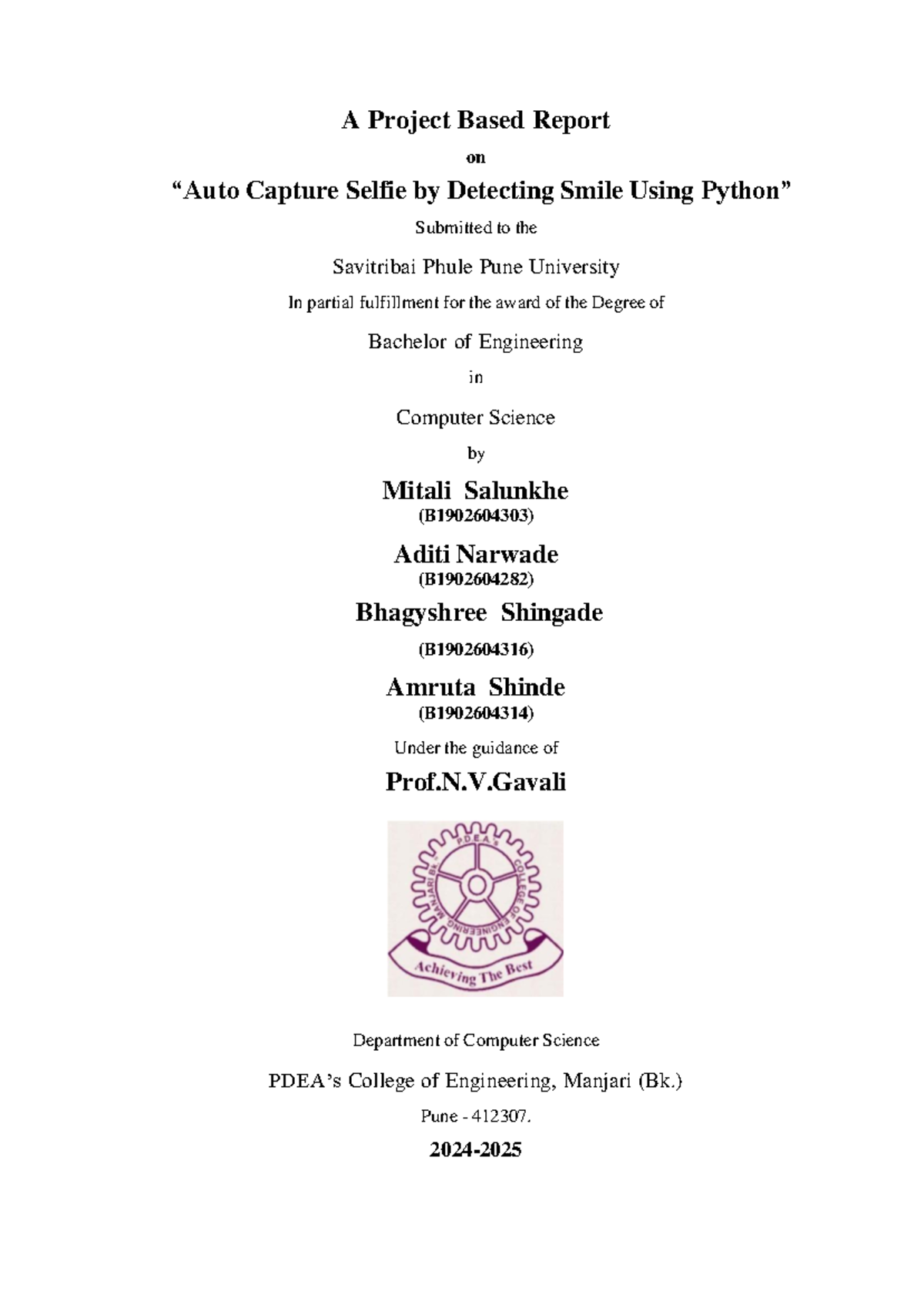 Project Report - A Project Based Report on “Auto Capture Selfie by ...