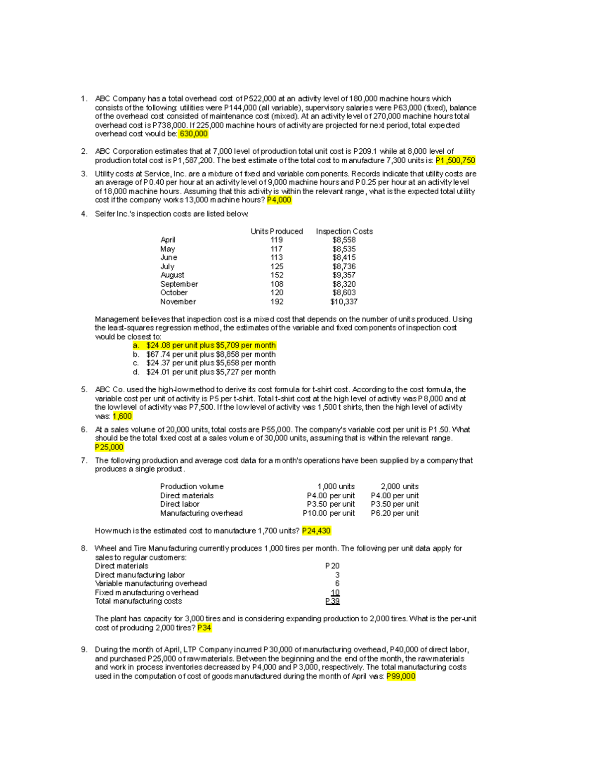 Cost Accounting Midterm Reviewer: Key Concepts and Sample Problems ...