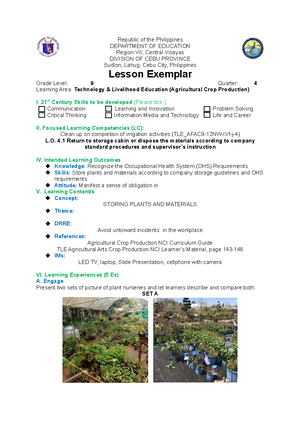 Lesson PLAN - Q4 - DRR 11 - Content Standard The learners demonstrate ...
