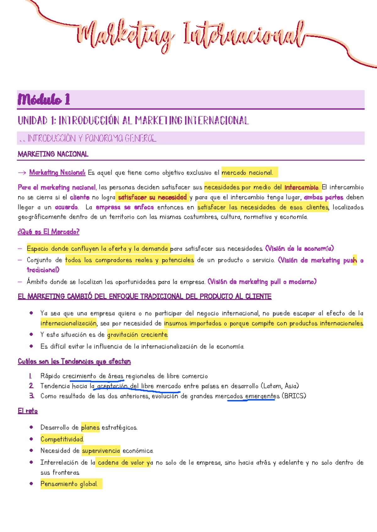 Resumen - Marketing Internacional: Módulo 1 y 2 - Parcial 1 y 2 - Studocu
