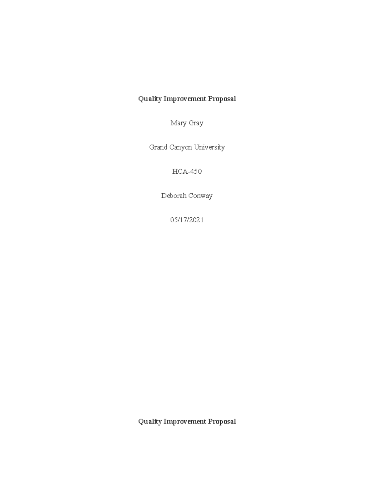 Quality Improvement Proposal - A few issues I have noticed over the ...