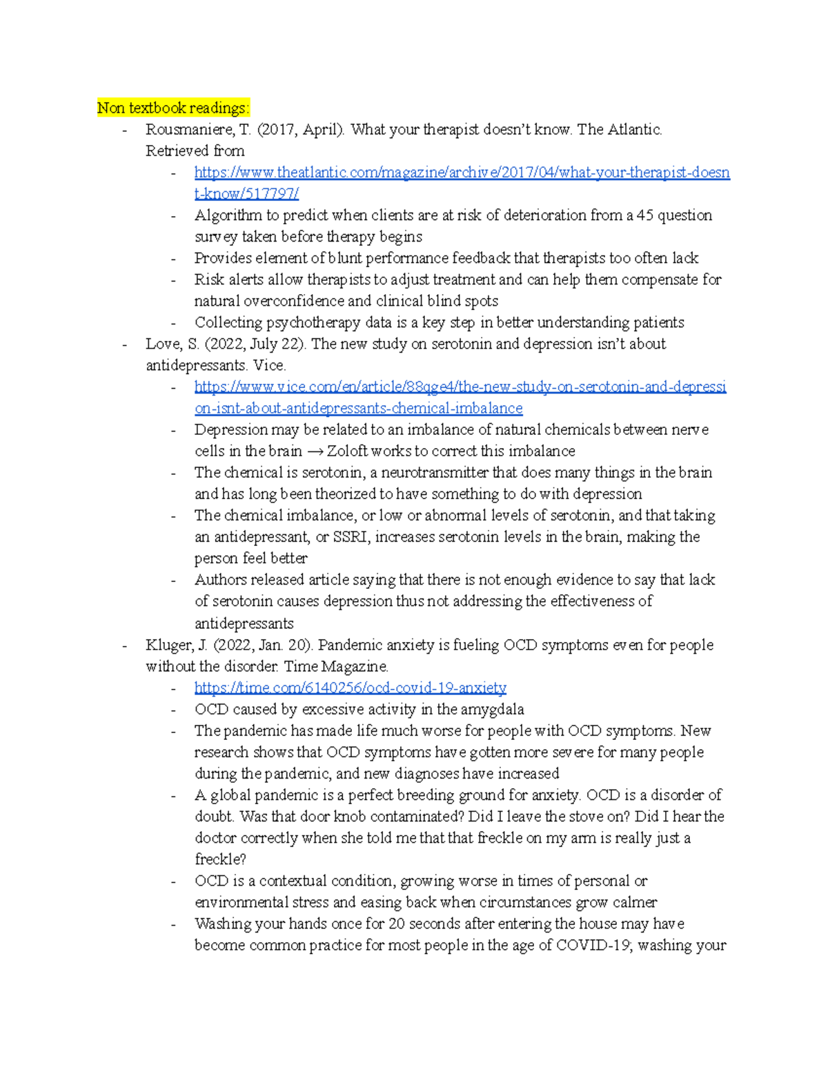 Psychology 101: Exam 1 Study Guide on Mental Health Disorders - Studocu