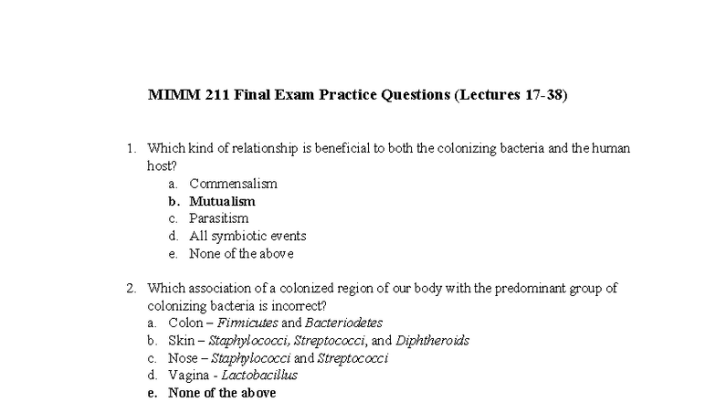 MIMM 211 Final Exam Practice Questions and Answers 2024 - Studocu