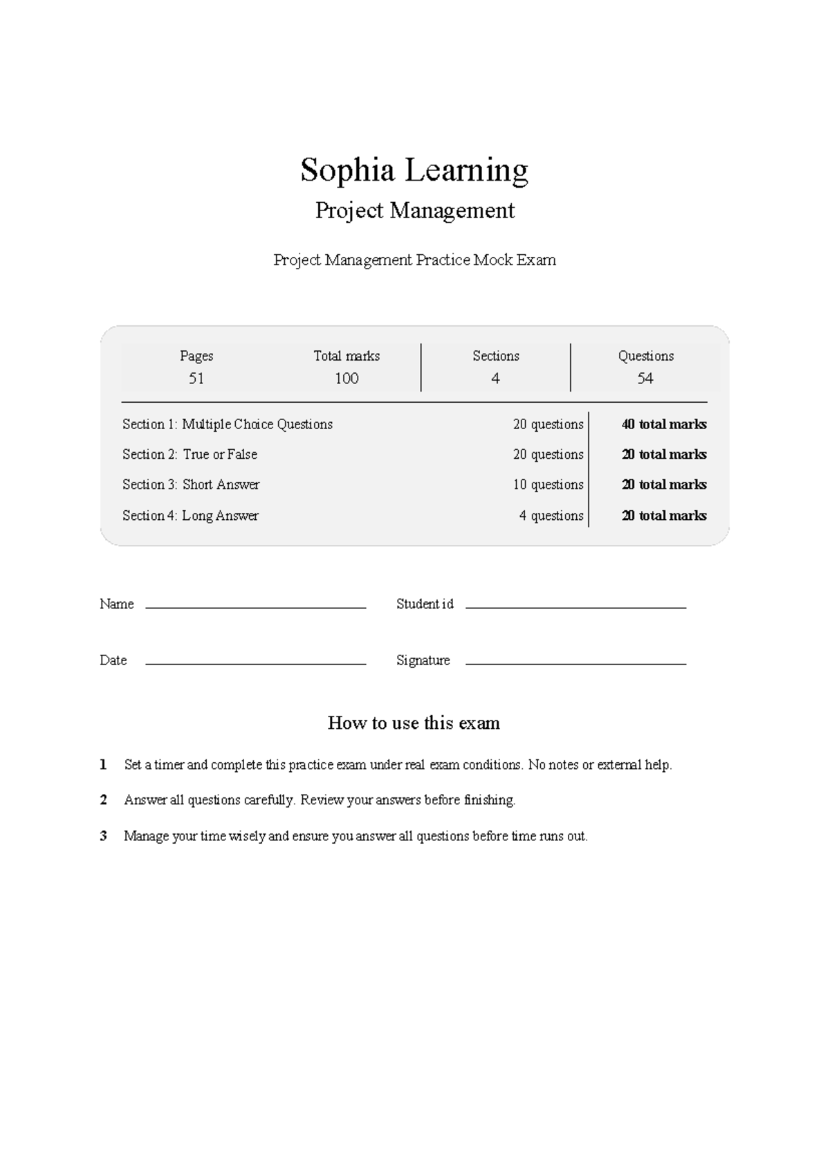 PM1001 Project Management Practice Mock Exam - 2026 Edition - Studocu