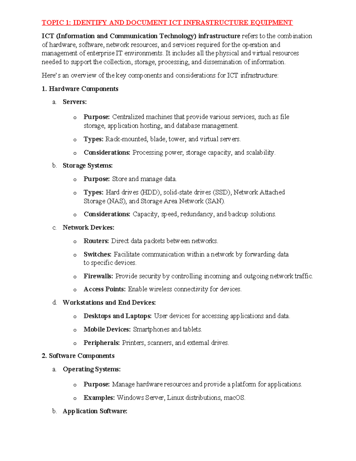 ICT Infrastructure Equipment Documentation: A Comprehensive Guide - Studocu