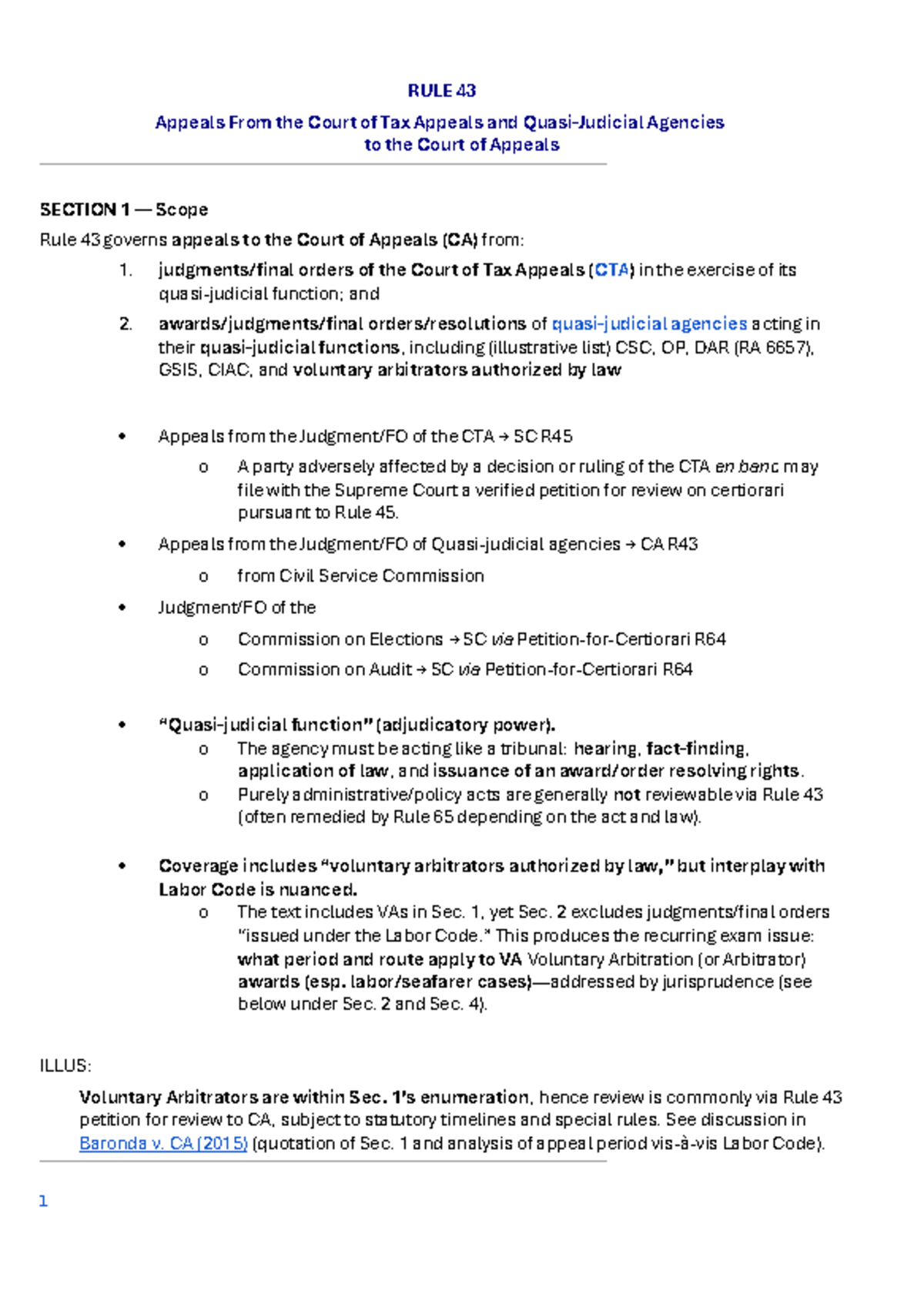 RULE 43 Appeals from the Court of Tax Appeals & Quasi-Judicial Agencies ...