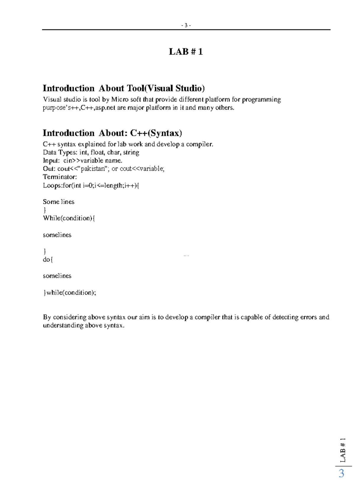 Lab 1 DS - Lab data structure array - Lab Manual BIIT Series - 3 - LAB ...