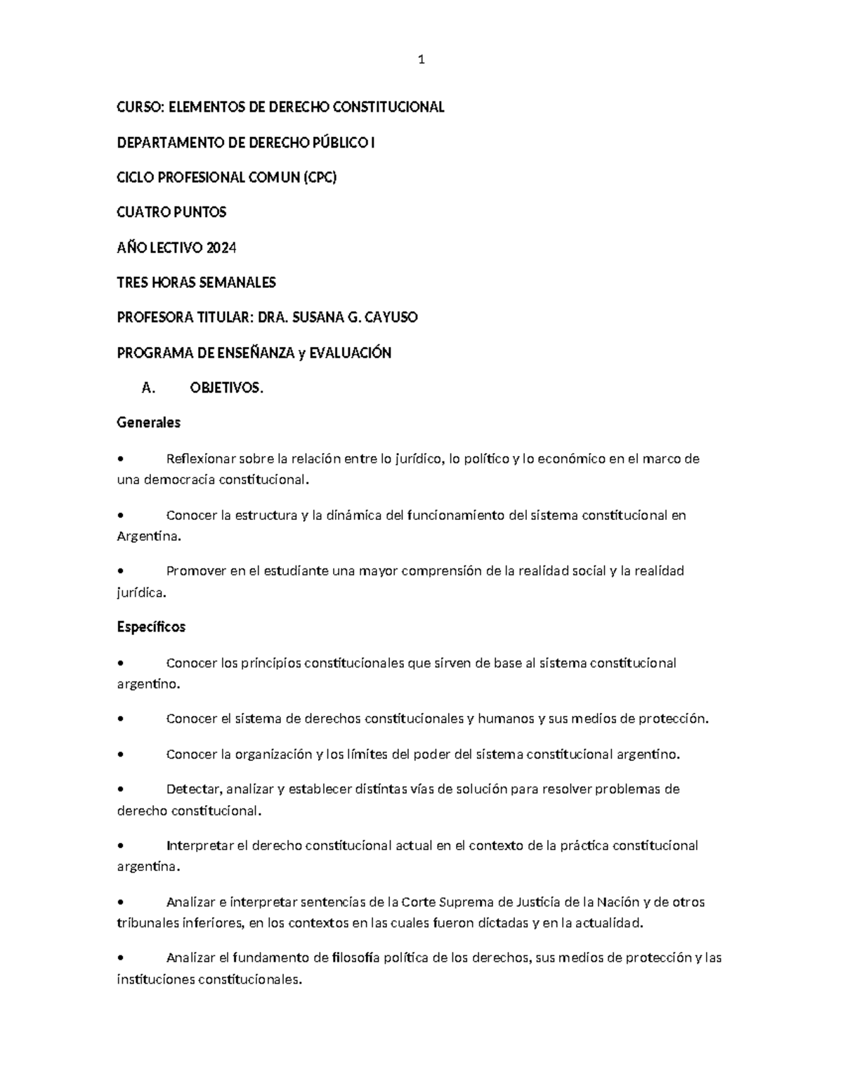 Elementos de Derecho Constitucional - Programa 2024 (CPC) - Studocu