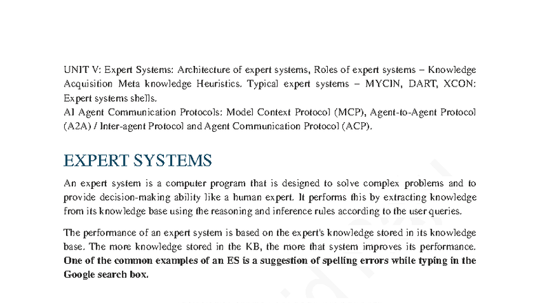 AI UNIT 5: Expert Systems Overview and Knowledge Acquisition Techniques ...