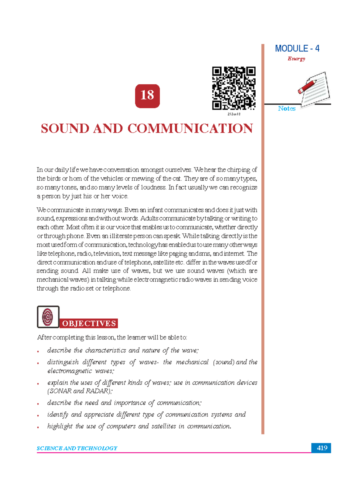 MODULE 4: Sound and Communication Energy - Comprehensive Notes - Studocu